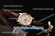 Omega De Ville Co-axial Chronograph Clone Omega 9300 Automatic Steel Case with White Dial and Brown Leather Strap (EF)