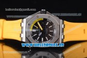 Audemars Piguet Royal Oak Offshore Diver Asia Automatic Steel Case with Black Dial Yellow Rubber Strap and Stick Markers (EF)