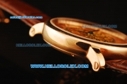 Cartier Rotonde De Cartier Skeleton Automatic Movement Rose Gold Case with Brown Leather Strap