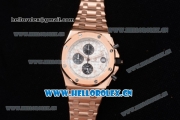 Audemars Piguet Royal Oak Offshore Seiko VK67 Quartz Rose Gold Case/Bracelet with White Dial and Arabic Numeral Markers