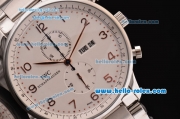 IWC Portuguese Chronograph Japanese Miyota OS10 Quartz Stainless Steel Case with Stainless Steel Strap and White Dial