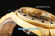 Rolex GMT Master II Swiss ETA 2836 Automatic Movement Full Gold with Black Dial and Diamond Bezel