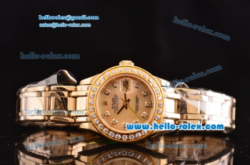 Rolex Datejust Lady Pearlmaster 2813 Automatic Gold Case with Diamond Bezel and Gold Dial ETA Coating