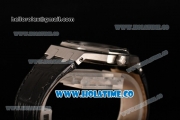 Audemars Piguet Royal Oak Lady Swiss Quartz Steel Case with Black Leather Strap White Dial and Stick Markers