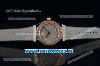 Hublot Classic Fusion Miyota 9015 Automatic Rose Gold Case with Grey Dial Stick Markers and Grey Genuine Leather Strap