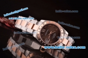 Rolex Datejust Swiss ETA 2836 Automatic Two Tone Case/Strap with Diamond Bezel and Brown Dial