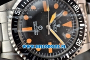 Rolex Submariner Vintage Asia 2813 Automatic Steel Case with Black Dial Orange Dots Markers and Steel Bracelet