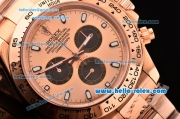 Rolex Daytona Chronograph Swiss Valjoux 7750-SHG Automatic Rose Gold Case with Rose Gold Dial and White Stick Markers