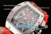 Richard Mille Felipe Massa Flyback Chrono Swiss Valjoux 7750 Automatic Steel Case with Skeleton Dial and Red Rubber Bracelet