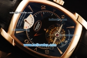 Parmigiani Kalpa XL Swiss Tourbillon Manual Winding Movement Rose Gold Case with Black Leather Strap