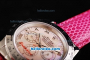 Rolex Daytona Automatic Movement MOP Dial with Roman Markers and Red Leather Strap