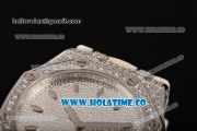 Audemars Piguet Royal Oak Lady Swiss Quartz Steel/Diamonds Case with White Rubber Strap and Diamonds Dial (EF)