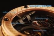 Hublot King Power Tourbillon Automatic Movement Rose Gold Case with Black Dial and Rubber Strap
