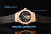 Hublot Big Bang Swiss Tourbillon Manual Winding Movement Rose Gold Case with Grey Dial and Diamond Bezel