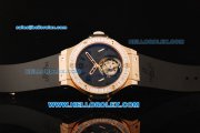 Hublot Big Bang Swiss Tourbillon Manual Winding Movement Rose Gold Case with Grey Dial and Diamond Bezel