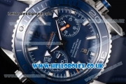 Omega Seamaster Planet Ocean 600M Co-Axial Chronograph Clone Omega 9300 Automatic Steel Case with Blue Dial Stick Markers and Blue Rubber Strap (EF)