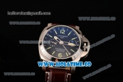 Panerai Firenze GMT PAM228 Automatic Movement Black Dial with Green Markers and Brown Leather Strap