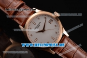 Patek Philippe Calatrava Miyota 9015 Automatic Rose Gold Case with White Dial and Diamonds Markers Brown Leather Strap
