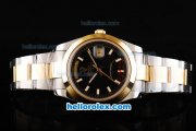 Rolex Day-Date II Oyster Perpetual Automatic Movement Two Tone with Gold Bezel-Black Dial and Stick Markers