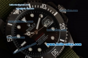 Rolex Submariner Asia 2813 Automatic PVD Case with Green Nylon Strap and Black Dial Stick Markers