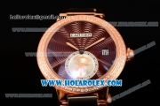 Cartier Rotonde De Miyota Quartz Rose Gold Case/Bracelet with Brown Dial and Diamonds Bezel