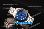 Omega Planet Ocean Clone Omega 8500 Automatic Steel Case/Bracelet with Blue Dial and White Stick Markers (EF)