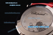 Chopard Happy Sport - Mickey Swiss Quartz Stainless Steel Case with Red Leather Strap and White MOP Dial