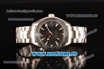 Omega Planet Ocean Clone Omega 8500 Automatic Steel Case/Bracelet with Black Grids Dial and White Stick Markers (EF)