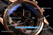 Tag Heuer Carrera Mikrotourbillons Chrono Swiss Quartz Rose Gold Case with Black Leather Bracelet and Black Dial