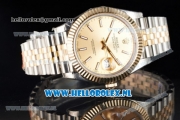 Rolex Datejust Clone Swiss ETA 2836 Automatic K Gold Case with Yellow Gold Dial stick Markers and Two Tone Bracelet BP