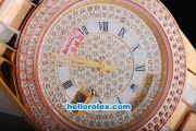 Rolex Day-Date Automatic Movement Rose Gold&Diamond Bezel with White&Dimond Dial