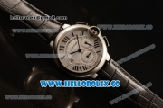 Cartier Ballon Bleu De Chrono Swiss Valjoux 7750 Automatic Steel Case with White Dial Roman Numeral Markers and Genuine Leather Strap