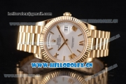 Rolex Day Date II Swiss ETA 2836 Automatic Yellow Gold Case/Bracelet with Silver Dial and Roman Numeral Markers (BP)