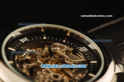 Audemars Piguet Jules Audemars Automatic Steel Case with Skeleton Dial and Black Leather Strap