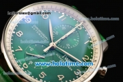 IWC Portuguese Chrono Miyota OS20 Quartz Steel Case with Green Leather Strap and Green Dial