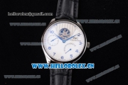 IWC Portuguese Tourbillon Asia ST25 Automatic Steel Case with White Dial Arabic Numeral Markers and Black Leather Strap