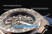 Hublot Big Bang Unico GMT Asia Auto Steel Case with Skeleton Dial and Blue Rubber Strap