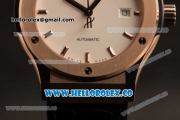 Hublot Classic Fusion Miyota 9015 Automatic Rose Gold Case with White Dial and Black Leather Strap (AAAF)