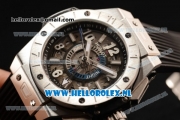 Hublot Big Bang Unico GMT Asia Auto Steel Case with Skeleton Dial and Black Rubber Strap