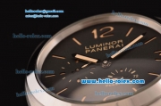 Panerai Power Reserve Asia ST25 Automatic Steel Case with Brown Leather Strap Black Dial Numeral/Stick Markers