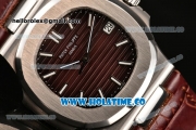 Patek Philippe Nautilus Miyota 9015 Automatic Steel Case with White Stick Markers and Brown Dial (BP)