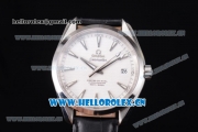 Omega Aqua Terra 150 M Co-Axial Clone 8500 Automatic Steel Case White Dial Stick Markers and Black Leather Strap (EF)