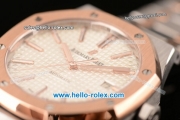 Audemars Piguet Royal Oak Swiss ETA 2824 Automatic Two Tone Case with Stick Markers and White Grid Dial - 1:1 Original