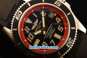 Breitling SuperOcean Swiss ETA 2836 Automatic Steel Case with Red Dial and Black Rubber Strap