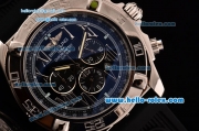 Breitling Chronomat B01 Chronograph Quartz Silver Case with Black Dial-Roman Markers and Black Rubber Strap