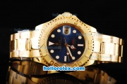 Rolex Yachtmaster Swiss ETA 2836 Automatic Movement Full Gold Case/Strap with Blue Dial and White Round Hour Marker