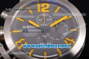 U-Boat Classico Italo Fontana Miyota OS10 Quartz Steel Case with Grey Dial Brown Leather Strap and Yellow Arabic/Stick Markers