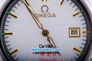Omega DeVille Co-Axial Automatic with White Dial and Yellow Marking