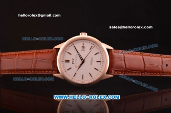 IWC Ingenieur Limited Edition Swiss ETA 2824 Automatic Rose Gold Case with White Dial and Brown Leather Strap