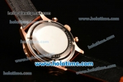 IWC Portuguese Chrono Miyota OS20 Quartz Rose Gold Case with Brown Leather Strap and Black Dial